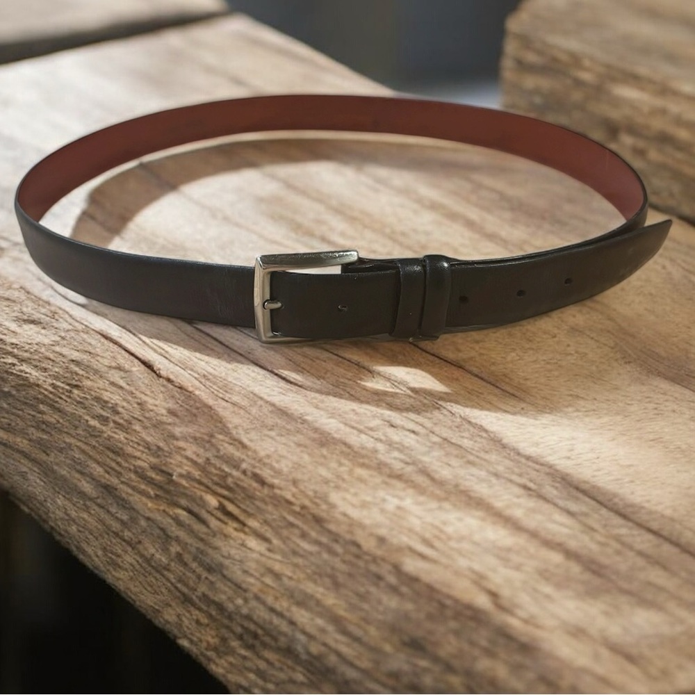 Yves Saint Laurent Black Handcrafted Leather Belt Size 42
